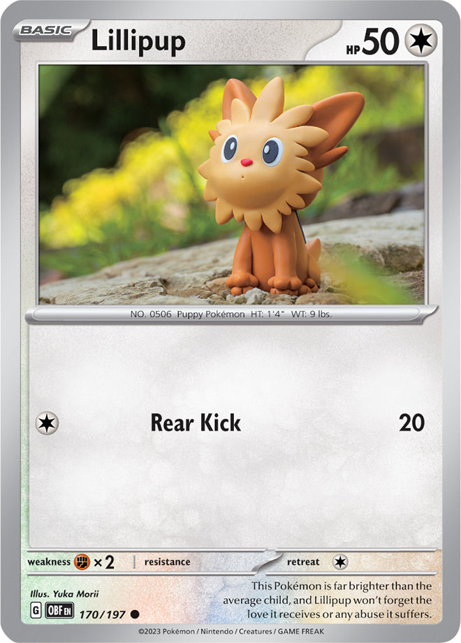Lillipup #170/197 Common - Obsidian Flames Pokemon card