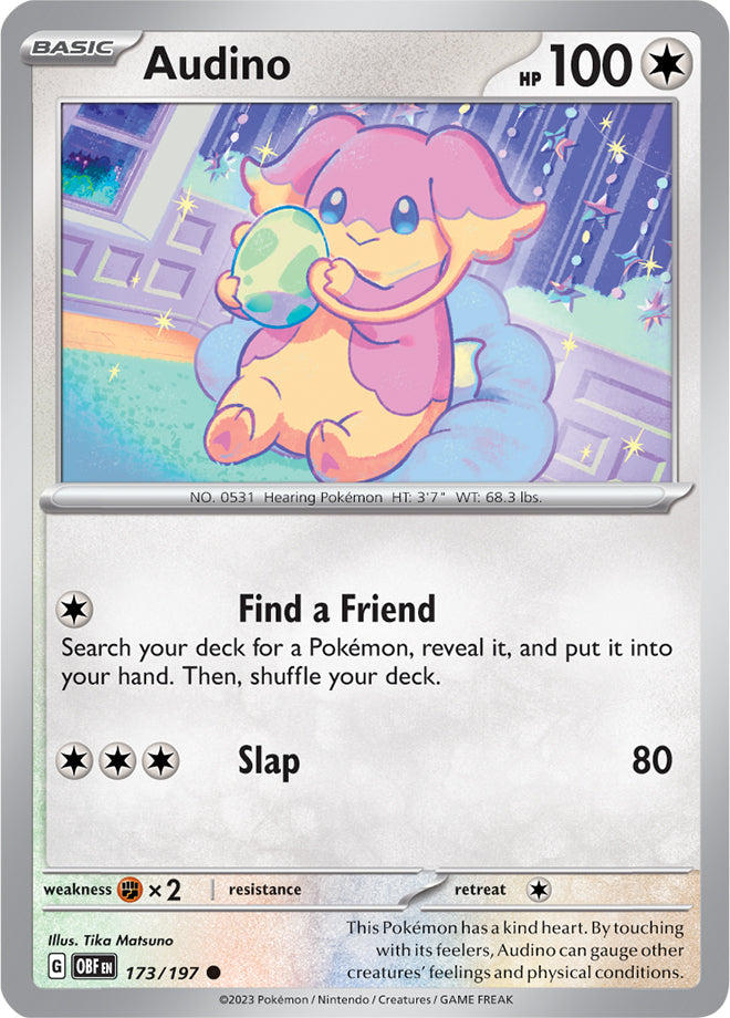 Audino #173/197 Common - Obsidian Flames Pokemon card
