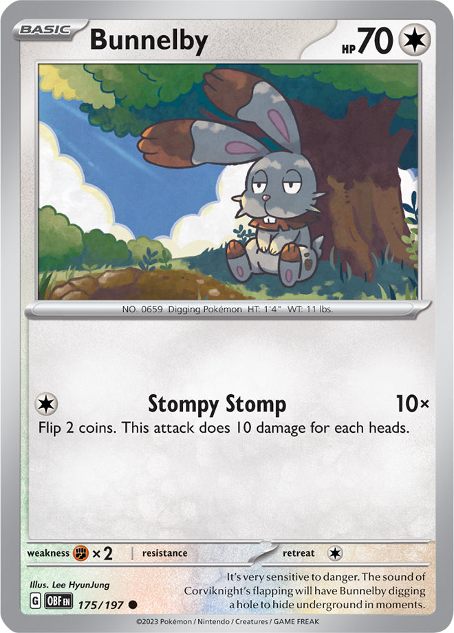 Bunnelby #175/197 Common - Obsidian Flames Pokemon card