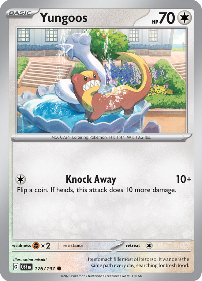 Yungoos #176/197 Common - Obsidian Flames Pokemon card
