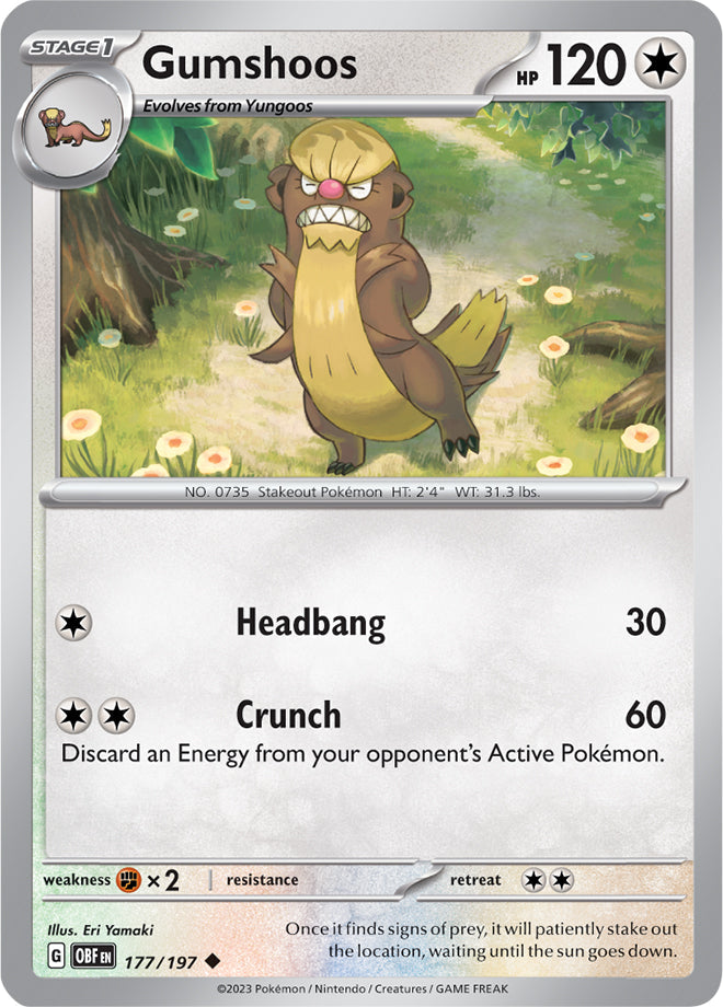 Gumshoos #177/197 Uncommon - Obsidian Flames Pokemon card