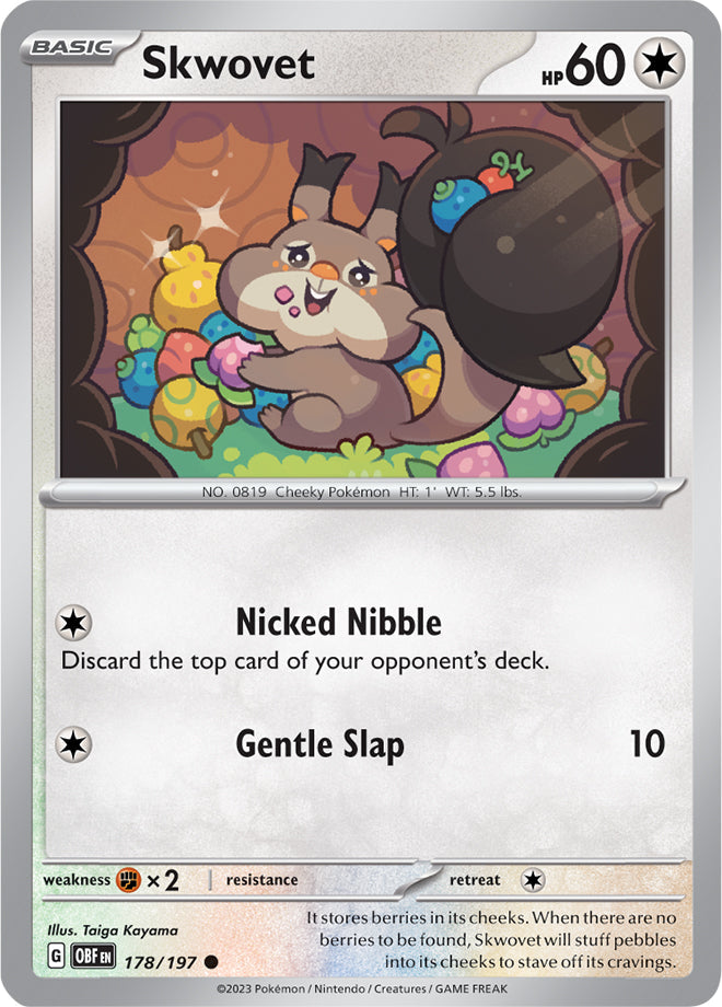 Skwovet #178/197 Common - Obsidian Flames Pokemon card