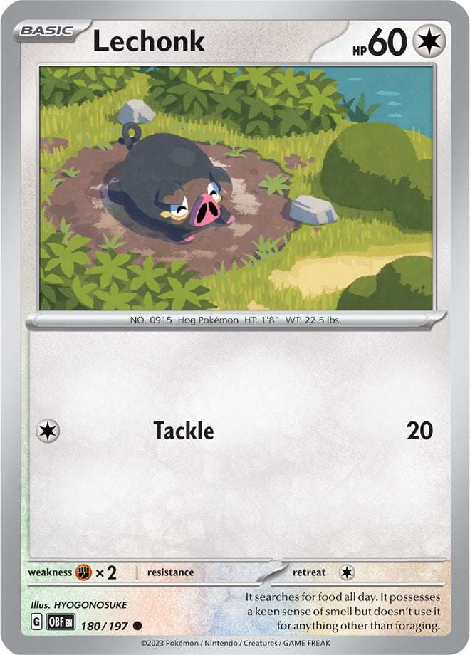 Lechonk #180/197 Common - Obsidian Flames Pokemon card