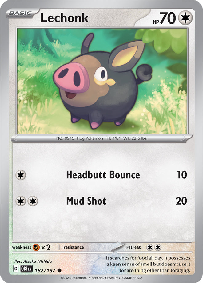 Lechonk #182/197 Common - Obsidian Flames Pokemon card