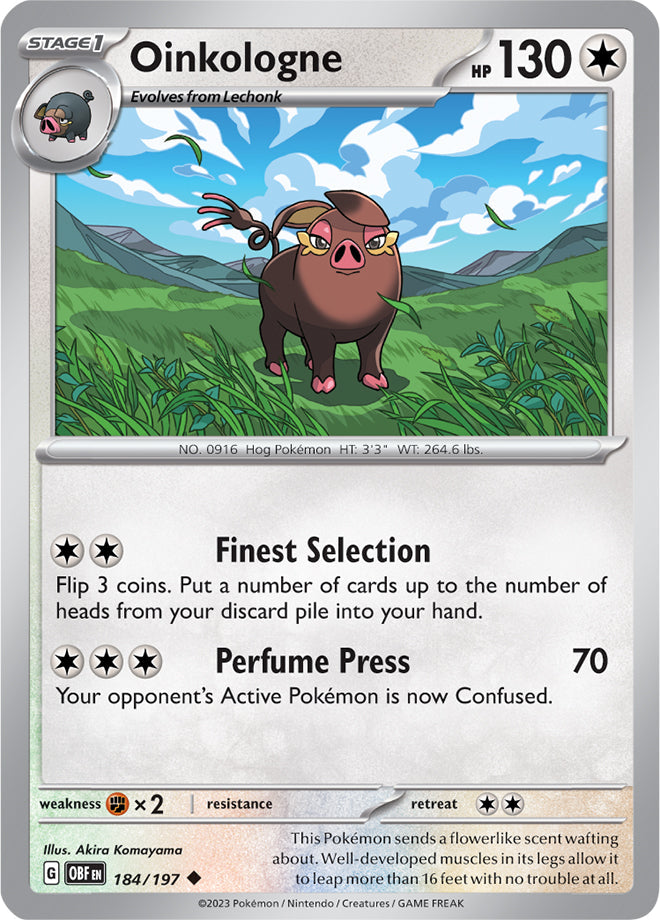 Oinkologne #184/197 Uncommon - Obsidian Flames Pokemon card