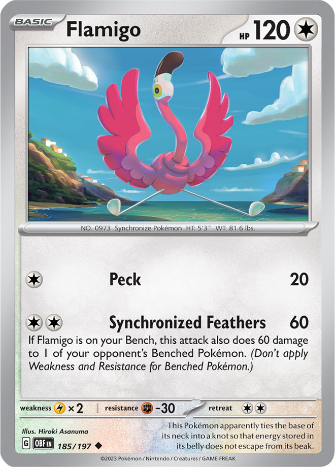 Flamigo #185/197 Uncommon - Obsidian Flames Pokemon card