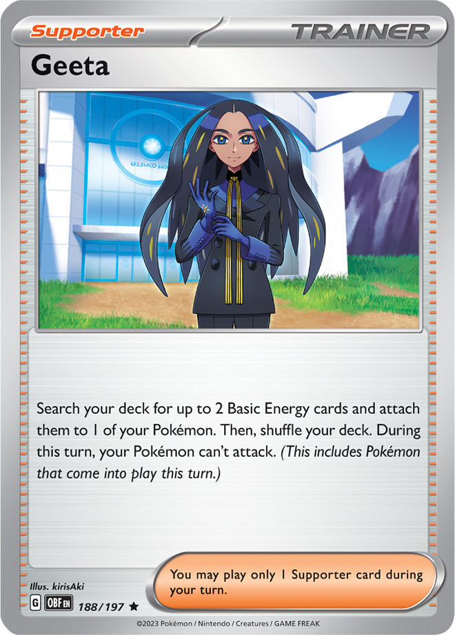Geeta #188/197 Rare - Obsidian Flames Pokemon card