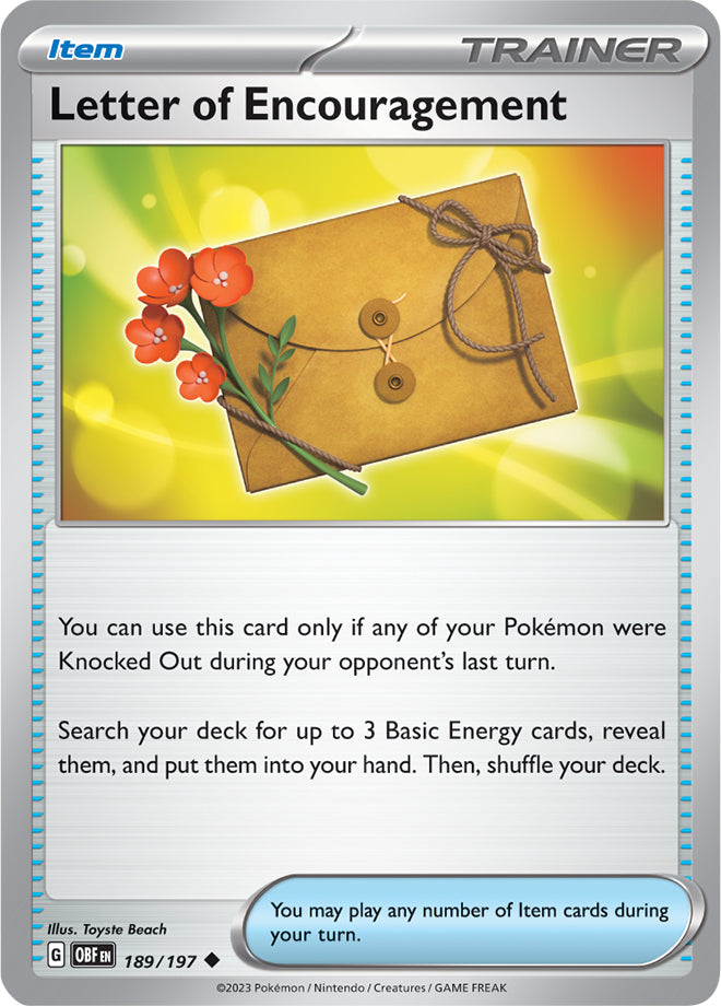 Letter of Encouragement #189/197 Uncommon - Obsidian Flames Pokemon card