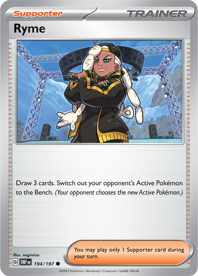 Ryme #194/197 Common - Obsidian Flames Pokemon card