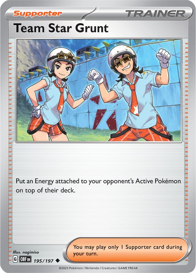 Team Star Grunt #195/197 Common - Obsidian Flames Pokemon card