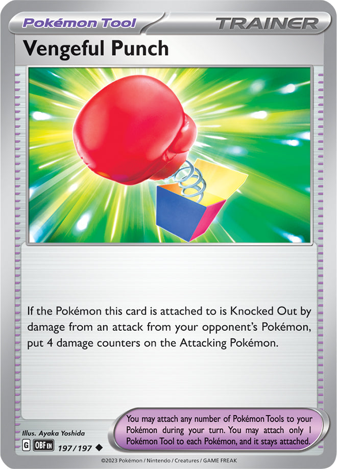Vengeful Punch #197/197 Uncommon - Obsidian Flames Pokemon card