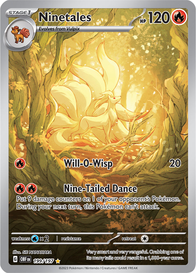 Ninetales #199/197 Illustration Rare - Obsidian Flames Pokemon card