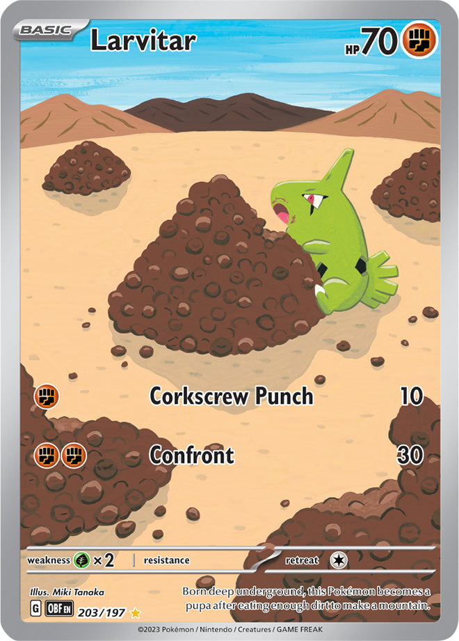 Larvitar #203/197 Illustration Rare - Obsidian Flames Pokemon card