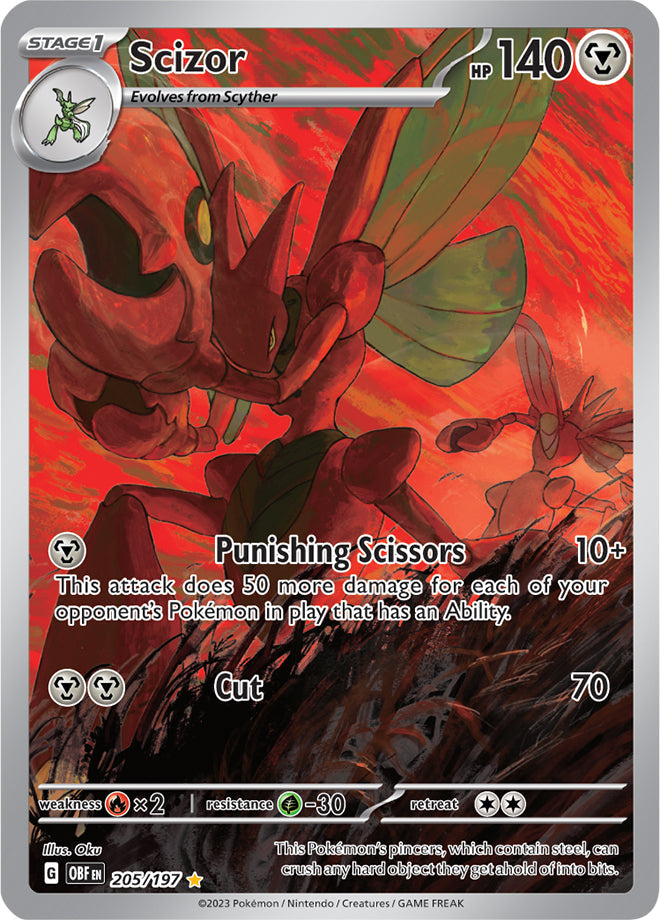 Scizor #205/197 Illustration Rare - Obsidian Flames Pokemon card