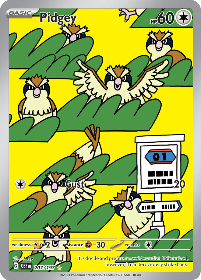 Pidgey #207/197 Illustration Rare - Obsidian Flames Pokemon card