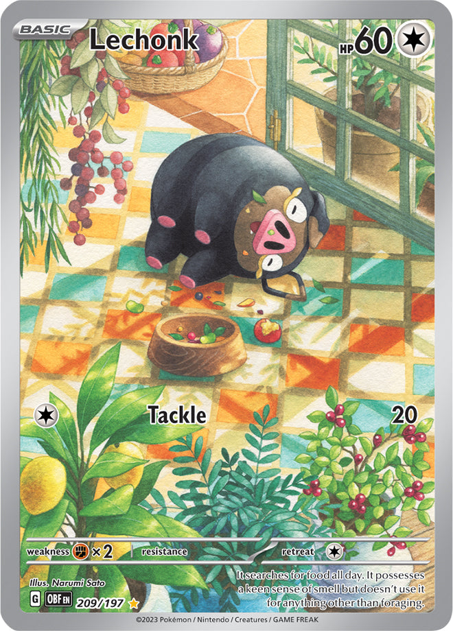 Lechonk #209/197 Illustration Rare - Obsidian Flames Pokemon card