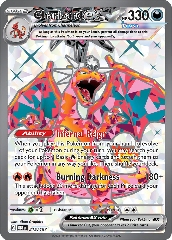 Charizard #215/197 Ultra Rare - Obsidian Flames Pokemon card