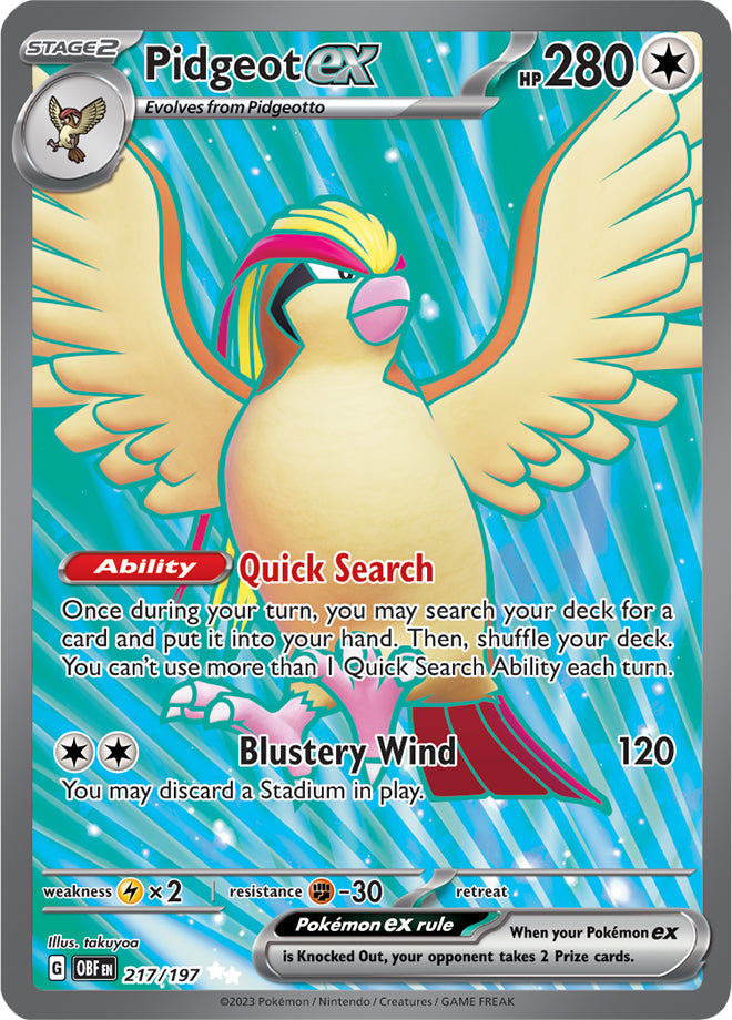 Pidgeot #217/197 Ultra Rare - Obsidian Flames Pokemon card