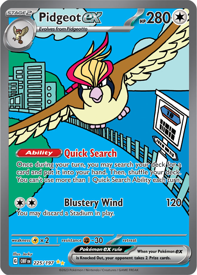 Pidgeot #225/197 Special Illustration Rare - Obsidian Flames Pokemon card