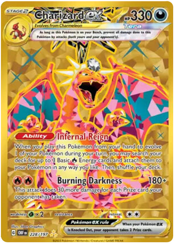 Charizard #228/197 Hyper Rare - Obsidian Flames Pokemon card