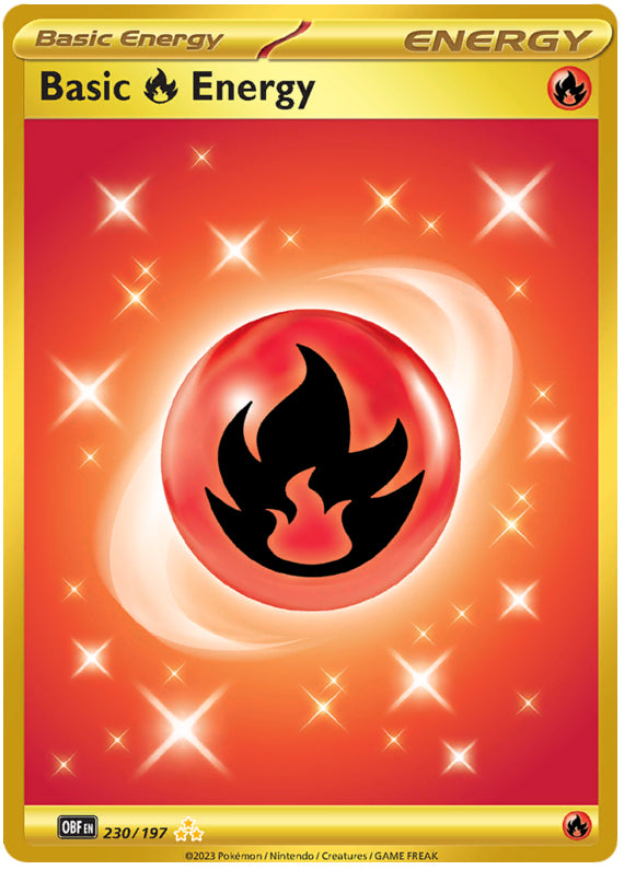 Basic Fire Energy #230/197 Hyper Rare - Obsidian Flames Pokemon card