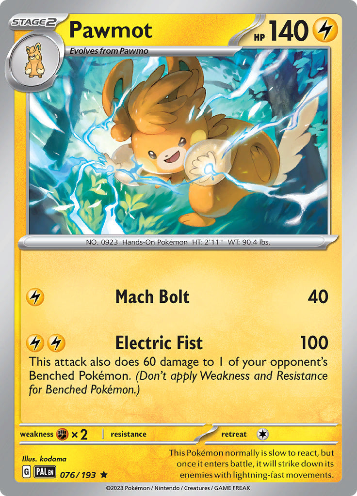 0076 Pawmot Rare Paldea Evolved