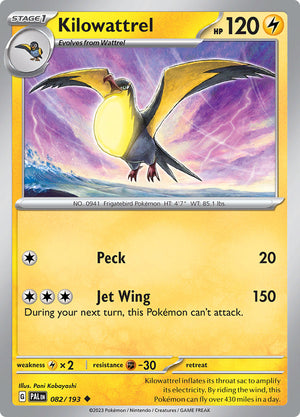 0082 Kilowattrel Uncommon Paldea Evolved