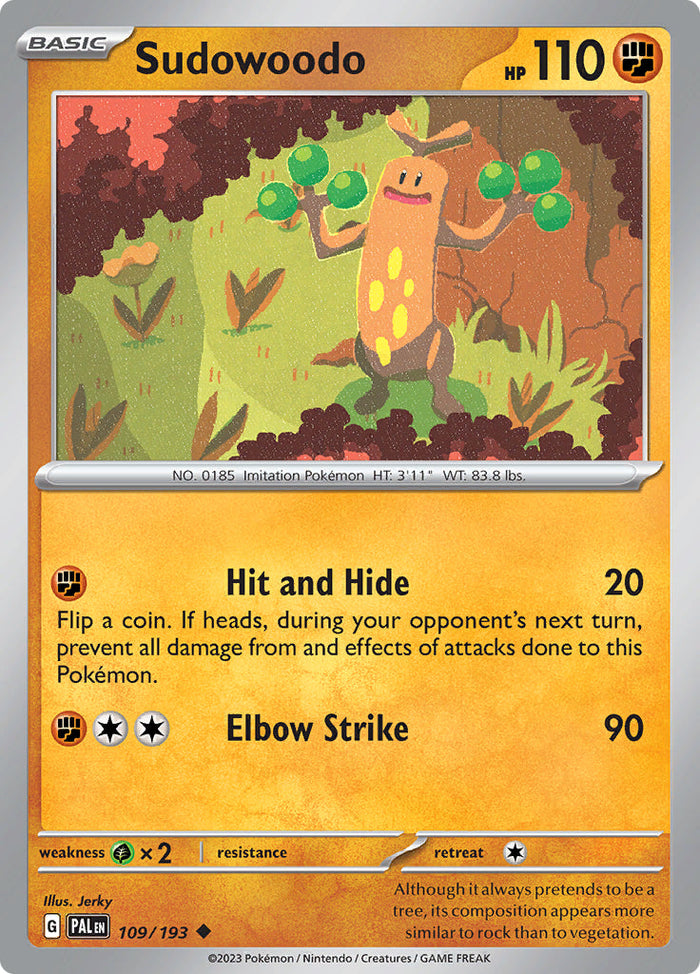 0109 Sudowoodo Uncommon Paldea Evolved