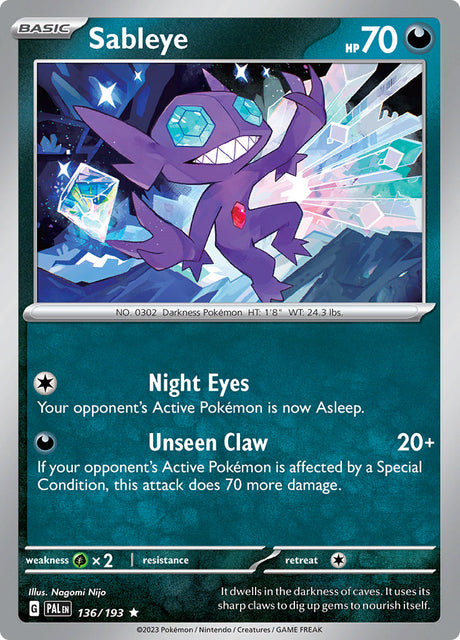 Pokemon Paldea Evolved Sableye #136