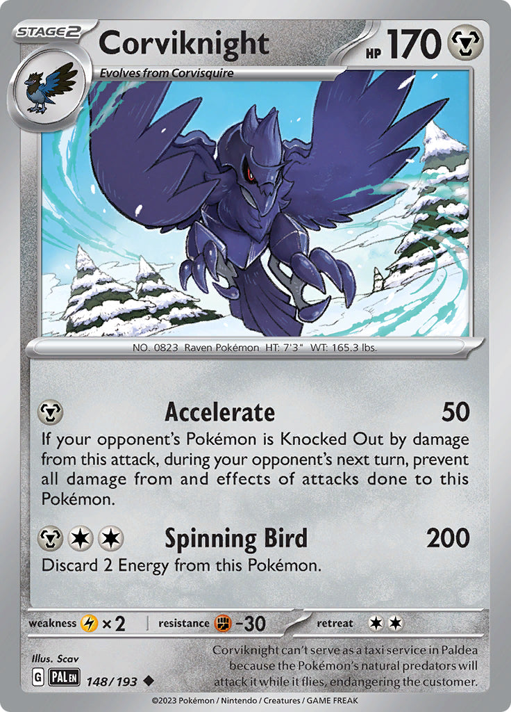 Pokemon Paldea Evolved Corviknight #148