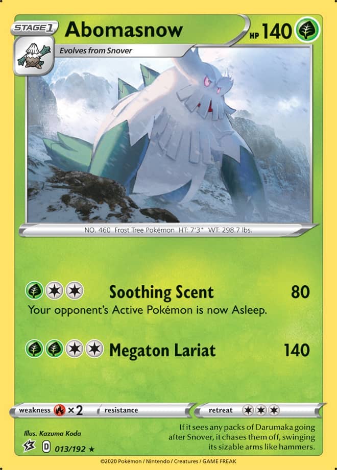 Abomasnow #13/192 Rare - Rebel Clash Pokemon card