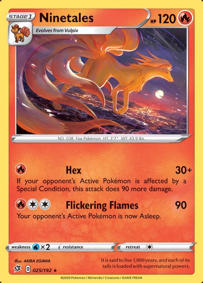 Ninetales #25/192 Rare - Rebel Clash Pokemon card
