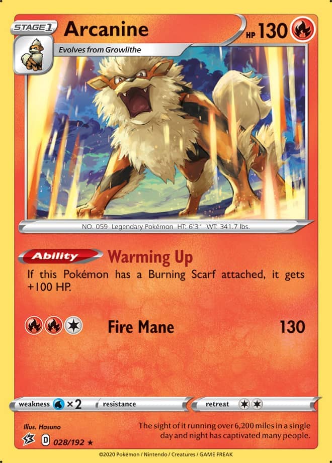 Arcanine #28/192 Rare - Rebel Clash Pokemon card