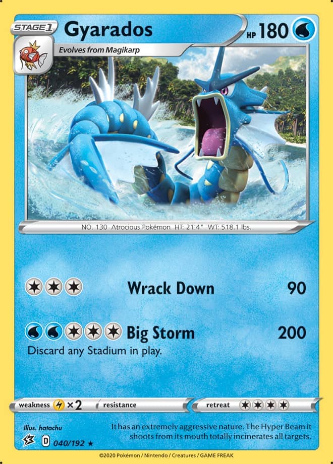 Gyarados #40/192 Holo Rare - Rebel Clash Pokemon card