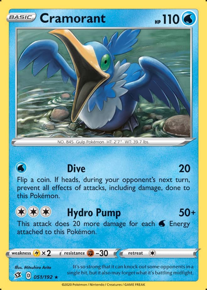 Cramorant #51/192 Rare - Rebel Clash Pokemon card