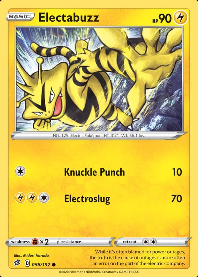 Electabuzz #58/192 Common - Rebel Clash Pokemon card