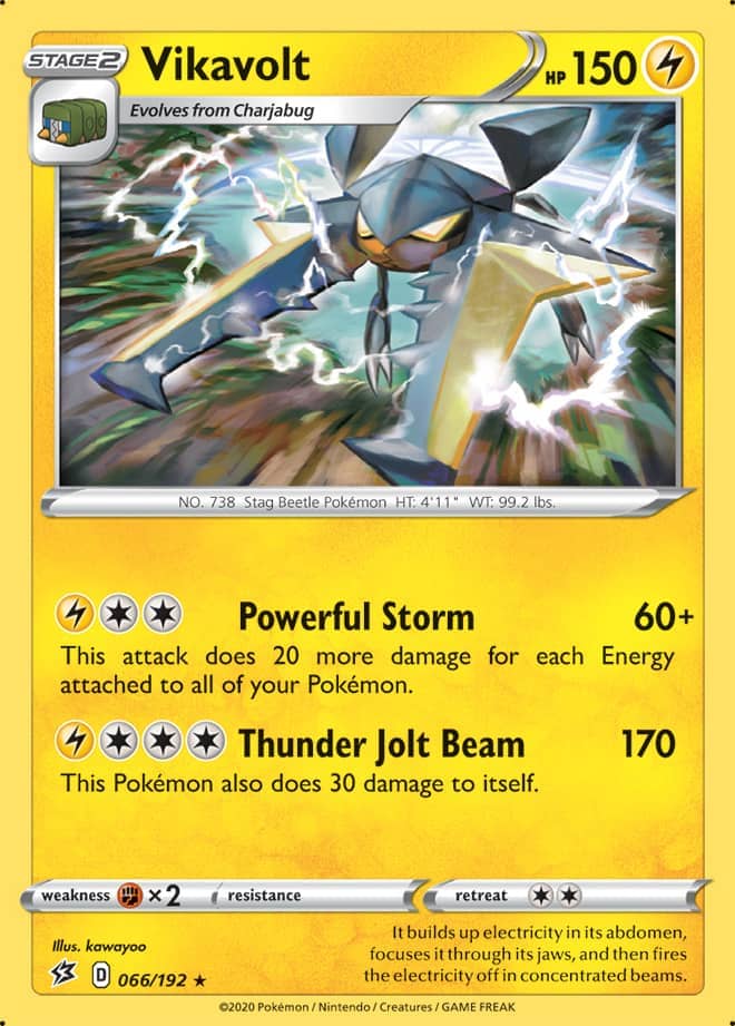 Vikavolt #66/192 Holo Rare - Rebel Clash Pokemon card