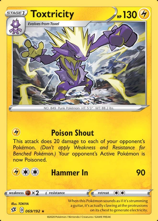 Toxtricity #69/192 Rare - Rebel Clash Pokemon card