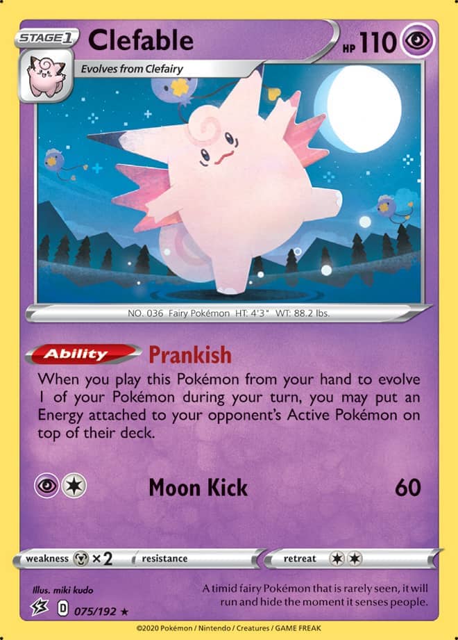 Clefable #75/192 Holo Rare - Rebel Clash Pokemon card
