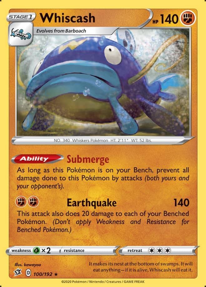 Whiscash #100/192 Rare - Rebel Clash Pokemon card