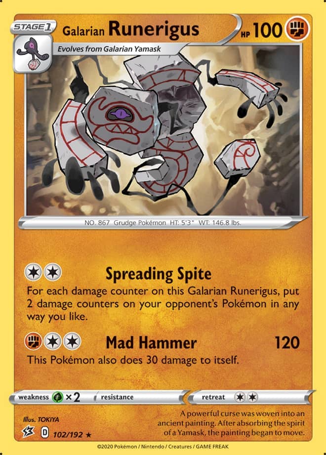 Runerigus #102/192 Rare - Rebel Clash Pokemon card