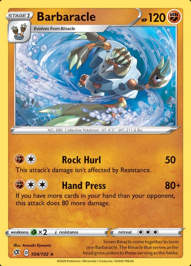 Barbaracle #104/192 Rare - Rebel Clash Pokemon card