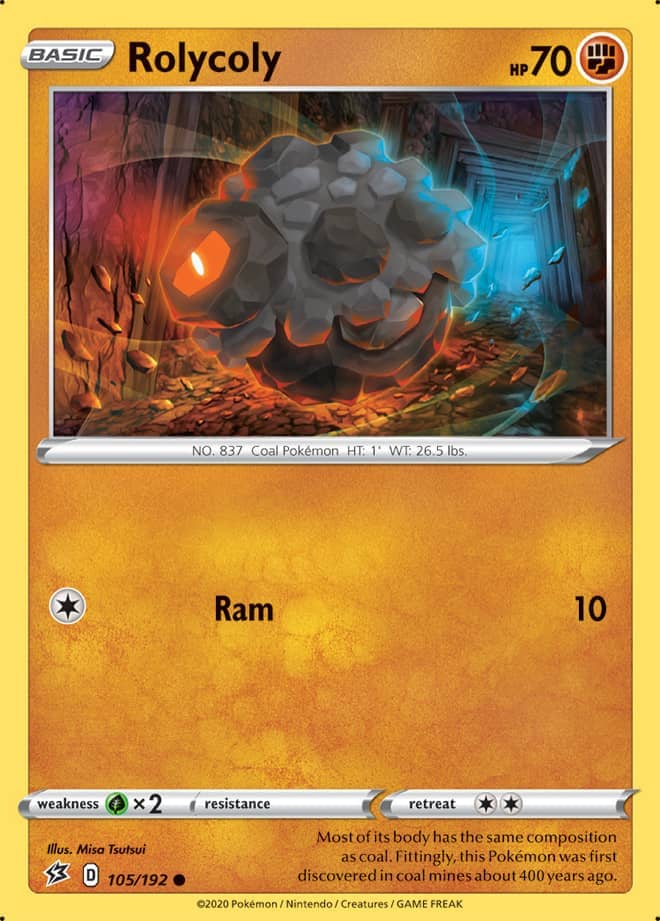 Rolycoly #105/192 Common - Rebel Clash Pokemon card