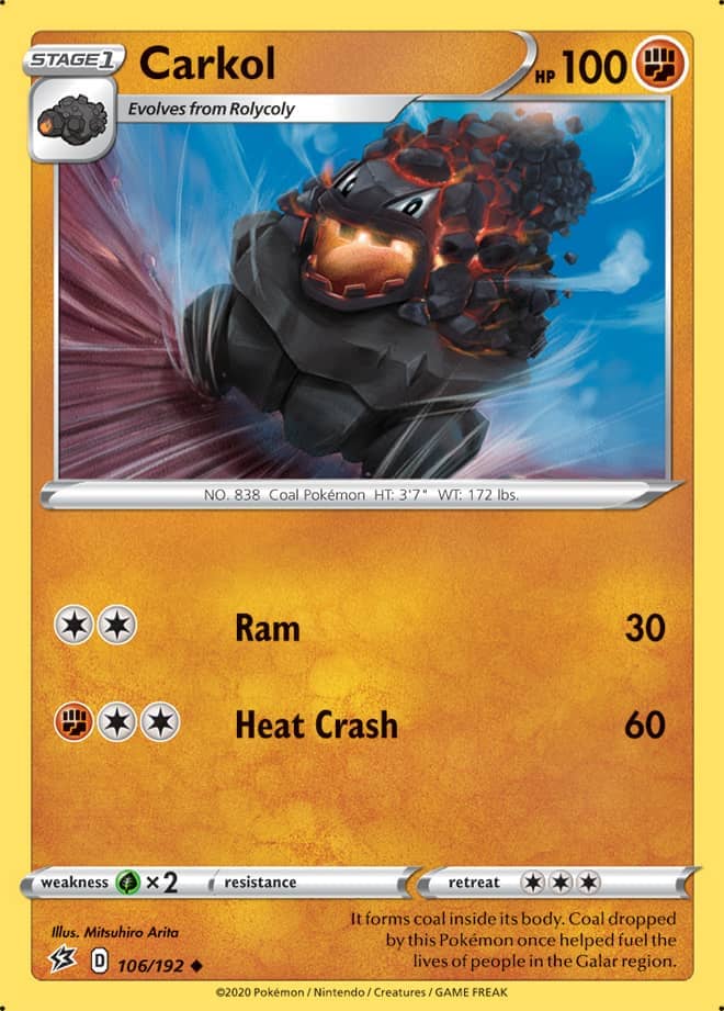 Carkol #106/192 Uncommon - Rebel Clash Pokemon card
