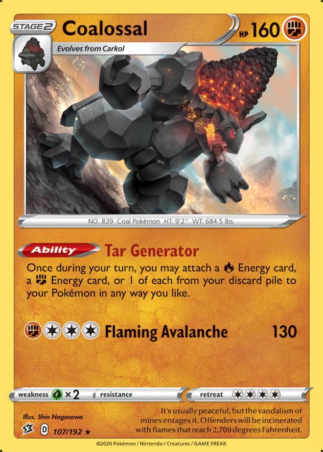 Coalossal #107/192 Holo Rare - Rebel Clash Pokemon card