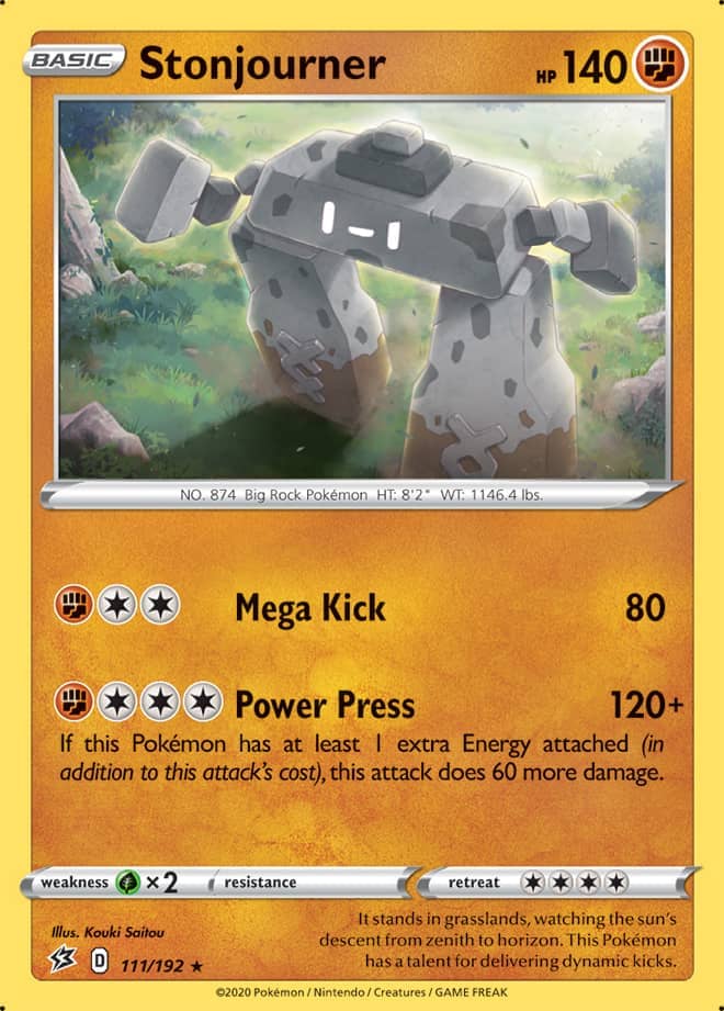 Stonjourner #111/192 Holo Rare - Rebel Clash Pokemon card