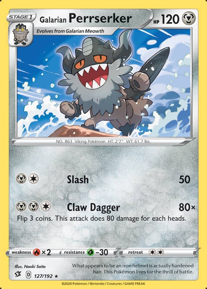 Perrserker #127/192 Rare - Rebel Clash Pokemon card