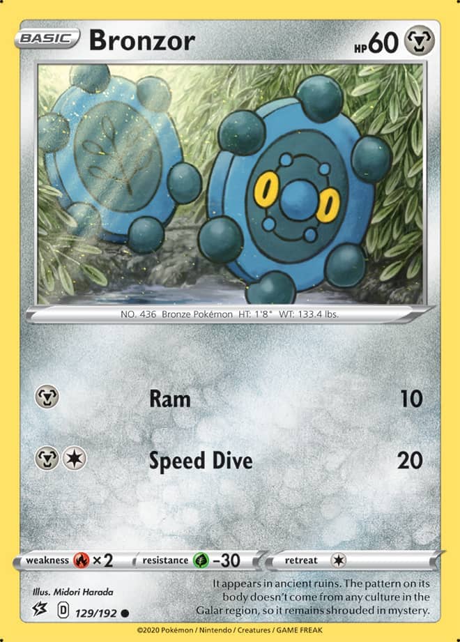 Bronzor #129/192 Common - Rebel Clash Pokemon card