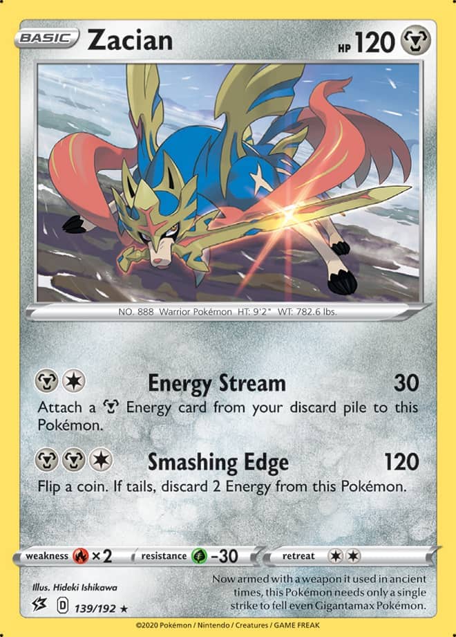 Zacian #139/192 Rare - Rebel Clash Pokemon card
