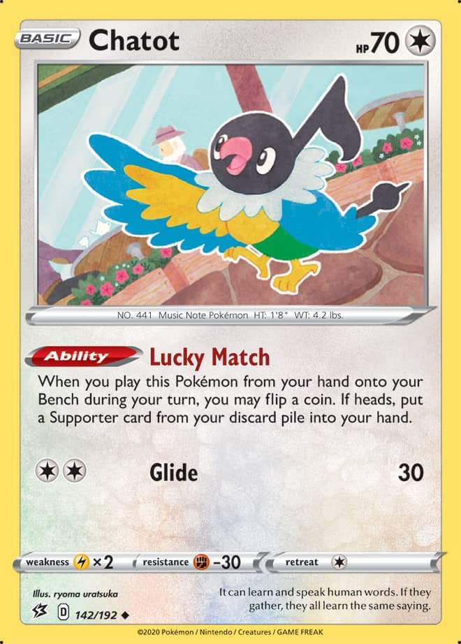 Chatot #142/192 Uncommon - Rebel Clash Pokemon card